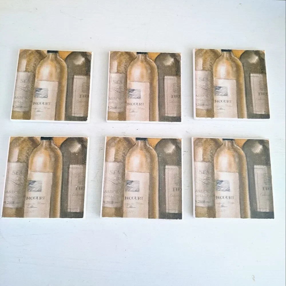 Cork-Bottomed Beverage Coasters Set Of Six (6)